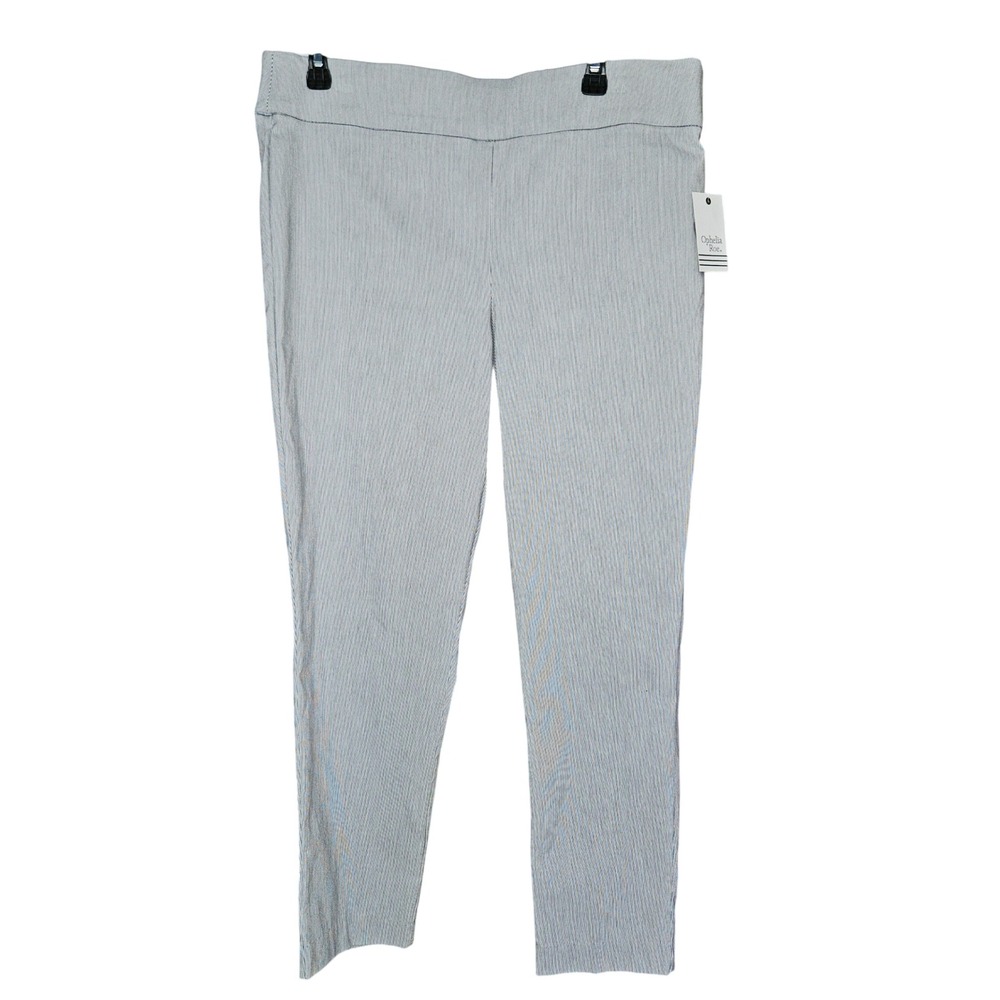 Ophelia Roe Womens Large High Waist Pinstripe Ankle Length Skinny Pull On Pants